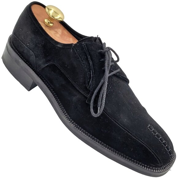 Mezlan Dress Shoes Mens 9.5 Black Suede Leather Split-toe Bluchers Derby Oxfords - Picture 14 of 14